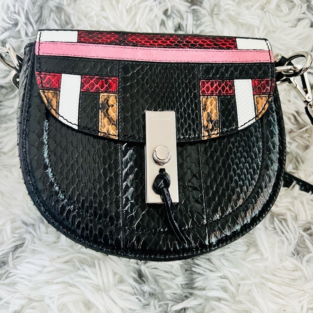 Black Mixed-Color Leather Crossbody Bag